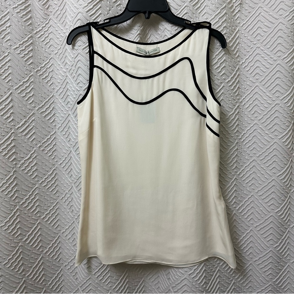 Halston Heritage Silk Cream Sleeveless Top